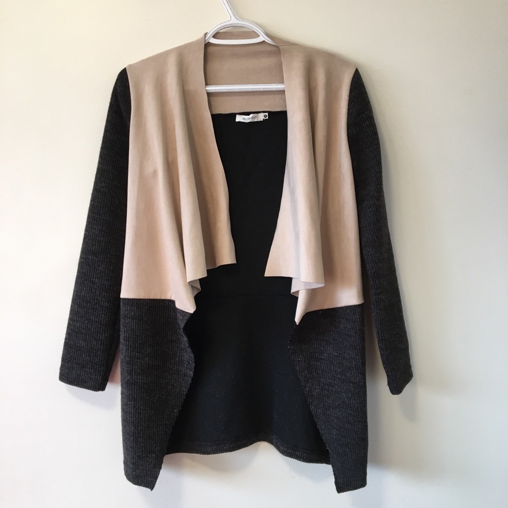 Muchacha Pink Suede and Grey Knit Cardigan